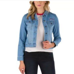 Vintage Vans Embroidered Logo Stretch Denim Light Blue Wash Denim Jacket  FLAWED